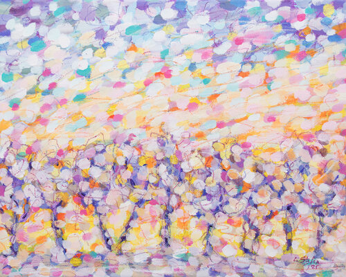 Soleil d'Automne | Pointillisme Abstrait di Cristina Stefan, Pittura in vendita su Singulart
