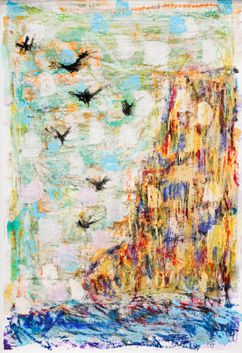 L'Envol au-dessus de la Falaise Ocre di Cristina Stefan, Opera su carta in vendita su Singulart