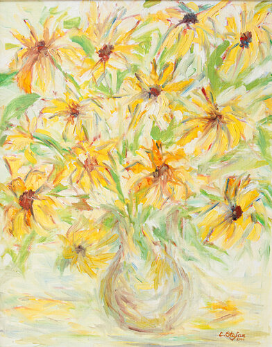 Lumière d'Été : Rudbeckia Jaunes dans un vase von Cristina Stefan, Malerei kaufen auf Singulart