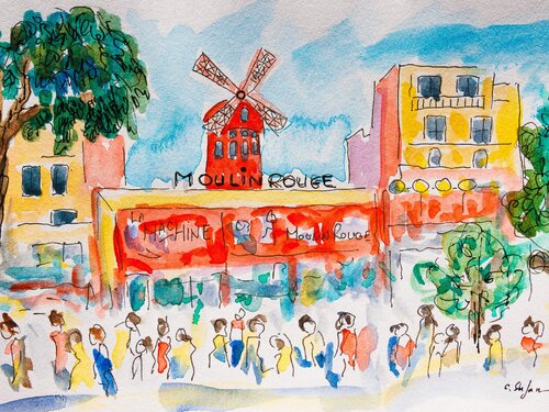 Le Moulin Rouge, Paris - Croquis by Cristina Stefan, Work on Paper for Sale on Singulart