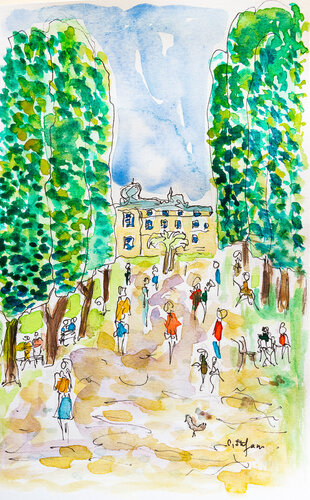 Les jardins des Tuileries, Paris - Croquis by Cristina Stefan, Work on Paper for Sale on Singulart
