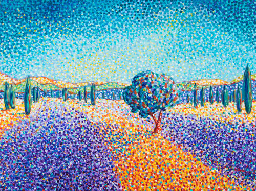 Champs de lavande en Provence par Cristina Stefan, Peinture en vente sur Singulart