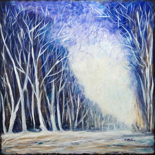 Paysage d'hiver par Cristina Stefan, Peinture en vente sur Singulart