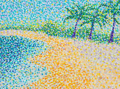 SOLD - Plage tropicale par Cristina Stefan, Peinture en vente sur Singulart