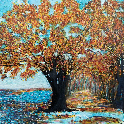 SOLD - Arbre en automne |  Autumn tree | Árbol en otoño par Cristina Stefan, Peinture en vente sur Singulart