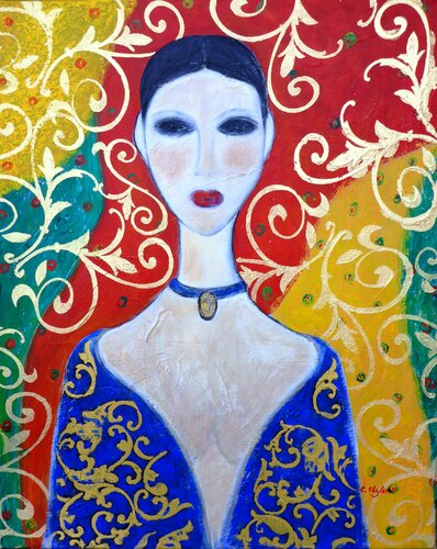 Portrait de femme  |  Woman portrait  |  Retrato mujer di Cristina Stefan, Pittura in vendita su Singulart