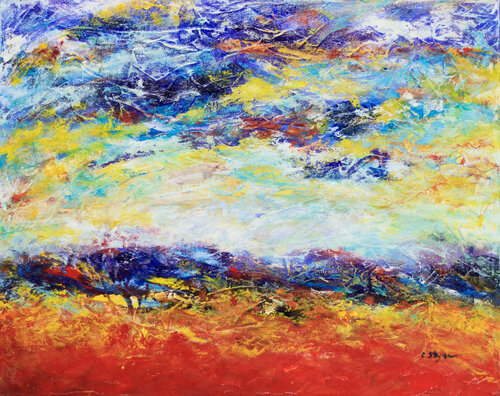 Champs de coquelicots abstrait | Abstract Poppies field  |  Campos de amapolas abstracto |  Mohnfelder by Cristina Stefan, Painting for Sale on Singulart