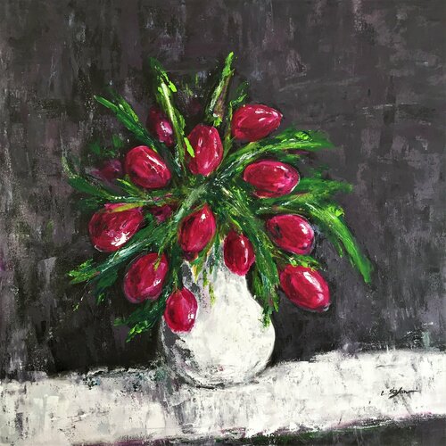 Bouquet de tulipes  |  Tulips   |  Tulipanes  |  Tulpen de Cristina Stefan, Pintura a la venta en Singulart