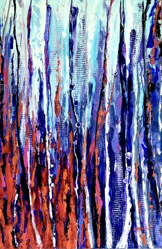 La Forêt Enchantée  I - Art Abstrait | Paysage avec arbres von Cristina Stefan, Malerei kaufen auf Singulart