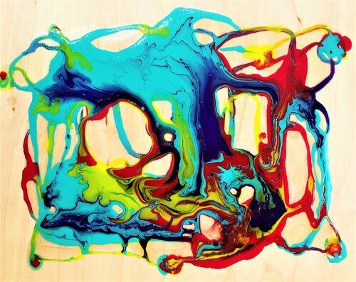 Sens et Sensibilité - Hommage à Jackson Pollock | Peinture Abstraite sur Bois de Bouleau van Cristina Stefan, Schilderij te koop op Singulart