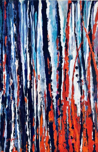 La Forêt Enchantée  II - Art Abstrait | Paysage avec arbres de Cristina Stefan, Pintura a la venta en Singulart