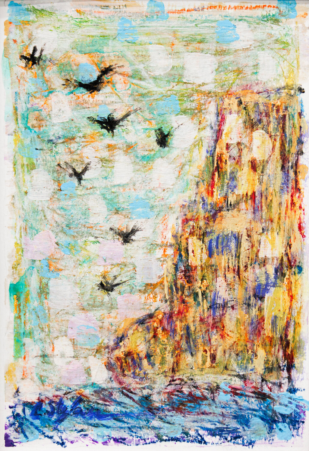 L'Envol au-dessus de la Falaise Ocre Cristina Stefan Werk auf Papier zu verkaufen