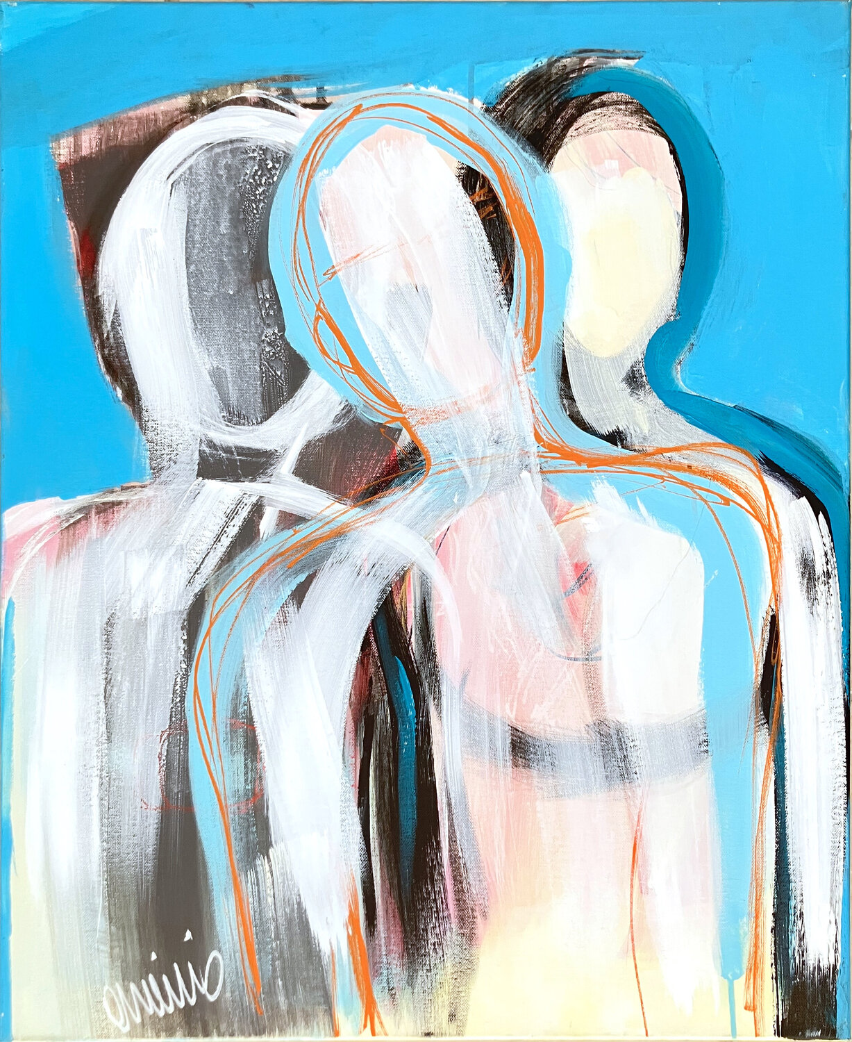 Trois, gris, rose, bleu. Anne Iris