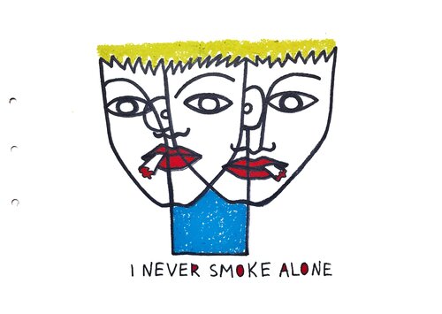 I never smoke alone van Salomeya Bauer, Tekening te koop op Singulart
