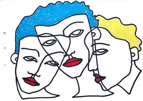 Triple couple van Salomeya Bauer, Tekening te koop op Singulart