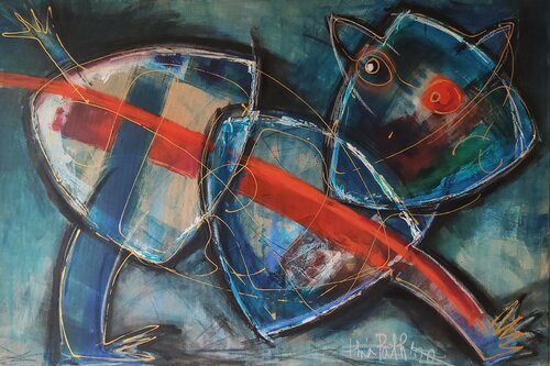 Le gros chat - Il grande gatto by Thia Path, Painting for Sale on Singulart