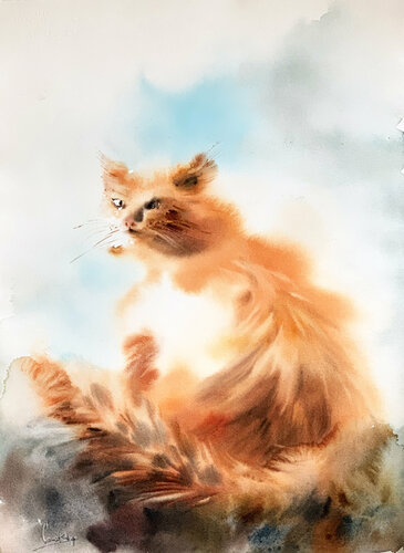 Unfinished cat by Sophia Rodionov, Work on Paper for Sale on Singulart