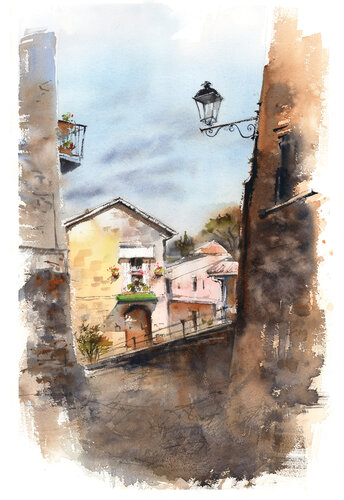 City scene, Italy van Sophia Rodionov, Werk op papier te koop op Singulart