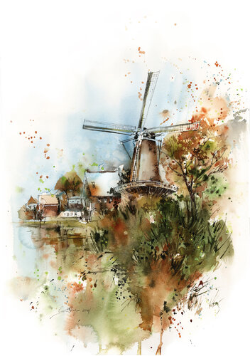 Windmill di Sophia Rodionov, Opera su carta in vendita su Singulart