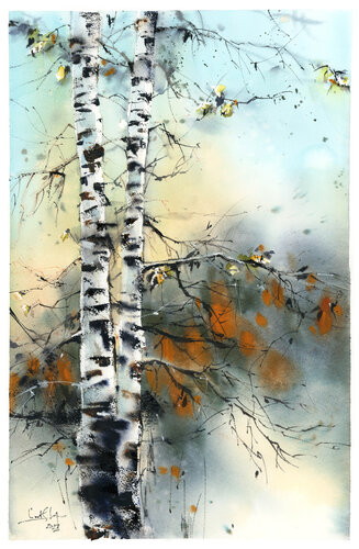 Birch Trees de Sophia Rodionov, Pintura a la venta en Singulart