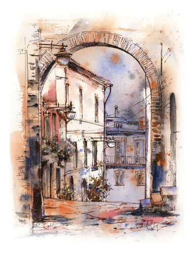 Italian Village by Sophia Rodionov, Work on Paper for Sale on Singulart