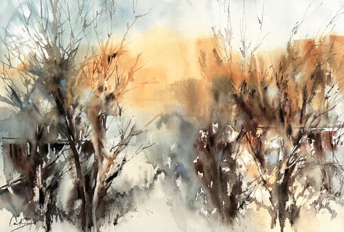 Winter Landscape van Sophia Rodionov, Schilderij te koop op Singulart