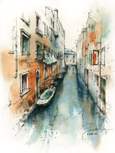 Venice Canal by Sophia Rodionov, Work on Paper for Sale on Singulart