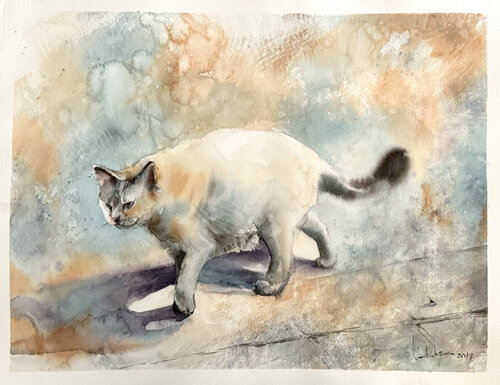 Cat and the bug by Sophia Rodionov, Work on Paper for Sale on Singulart