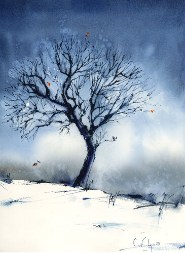 When Silence Meets the Snow de Sophia Rodionov, Pintura a la venta en Singulart