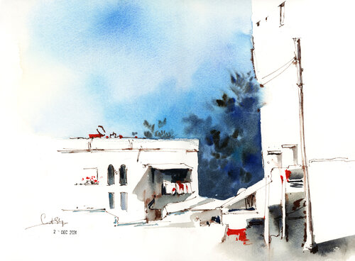 Flea Market, Haifa van Sophia Rodionov, Werk op papier te koop op Singulart