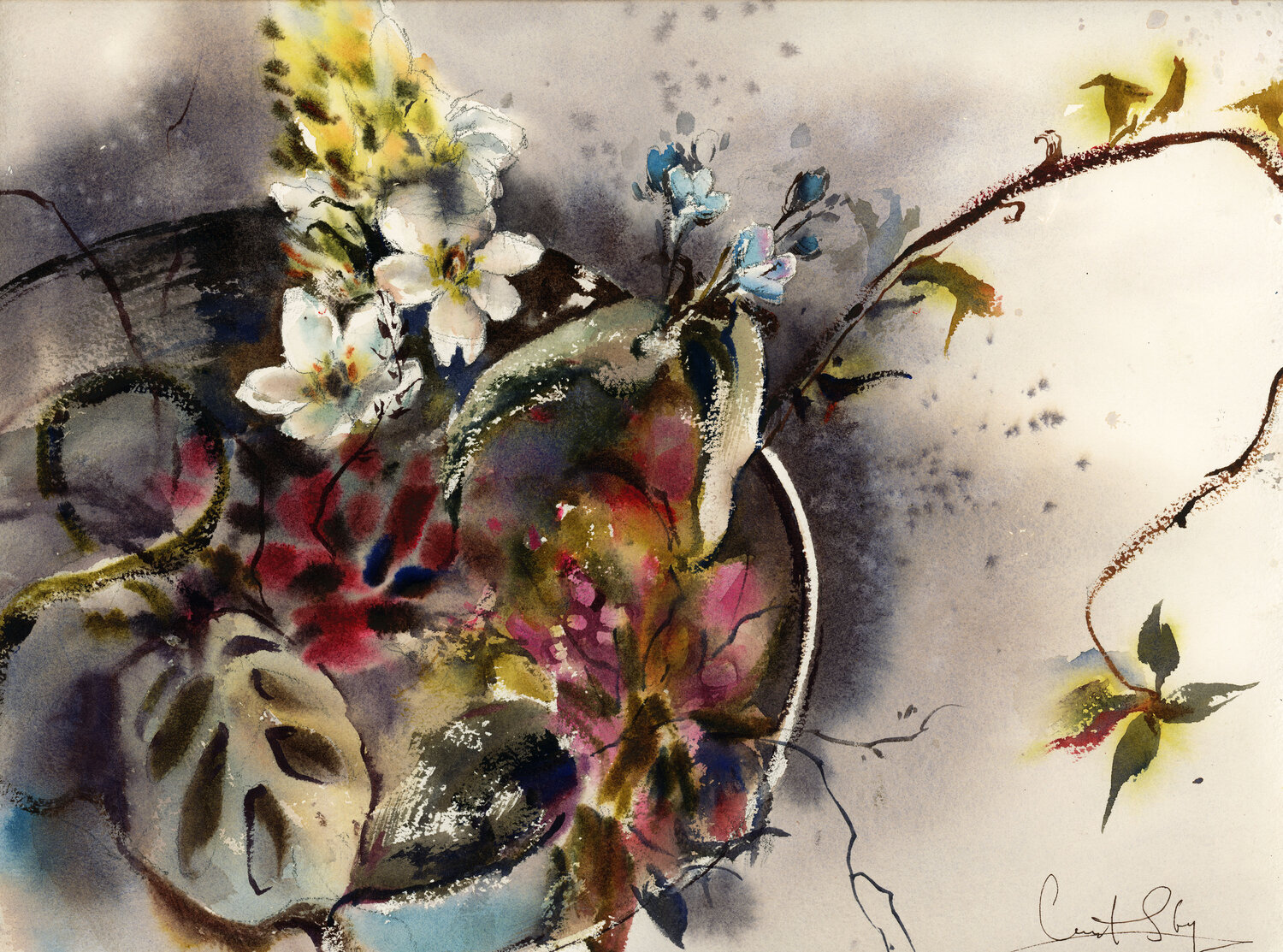 Florals in Japanese Vase Sophia Rodionov Originalgemälde zu verkaufen