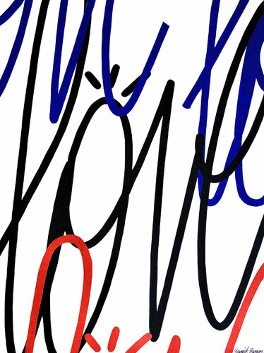 Blue/Black/Red LOVE van Yannick Hamon, Schilderij te koop op Singulart