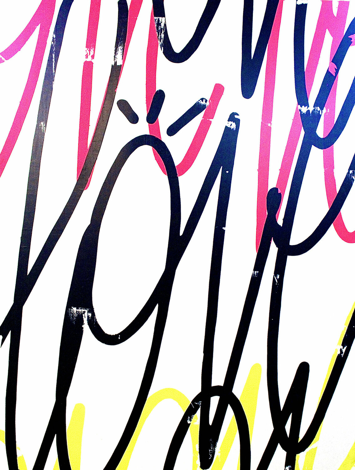 Pink/Black/Yellow LOVE Yannick Hamon Origineel schilderij te koop