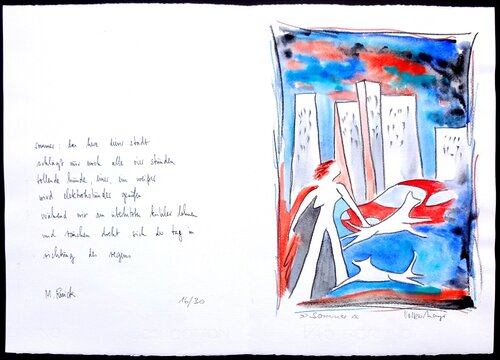Gouache zum Gedicht von Monika Rinck "sommer" #16 von Volker Mayr, Malerei kaufen auf Singulart