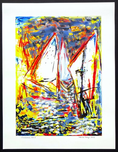 Sailboats No.3 par Volker Mayr, Œuvre sur papier en vente sur Singulart