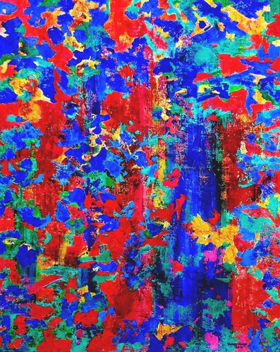 Rhapsody In Red, Yellow And Blue di Volker Mayr, Pittura in vendita su Singulart