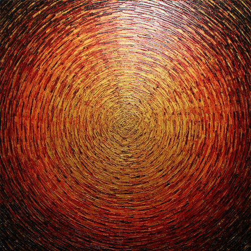 Grand éclat couleurs or orange rouge par Jonathan Pradillon, Peinture en vente sur Singulart