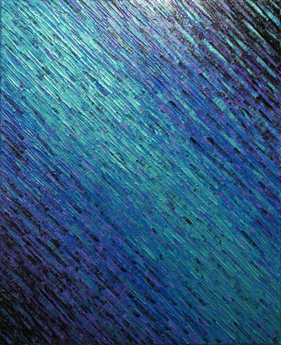 Texture couteau bleue iridescente violette van Jonathan Pradillon, Schilderij te koop op Singulart