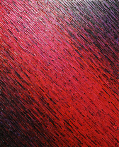 Texture couteau rouge iridescente violette van Jonathan Pradillon, Schilderij te koop op Singulart