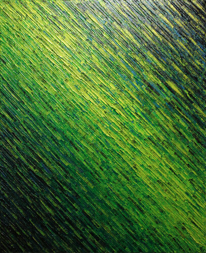 Texture couteau verte iridescente van Jonathan Pradillon, Schilderij te koop op Singulart