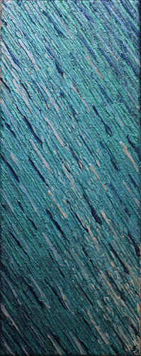 Texture couteau blanc nacrée bleue iridescente von Jonathan Pradillon, Malerei kaufen auf Singulart