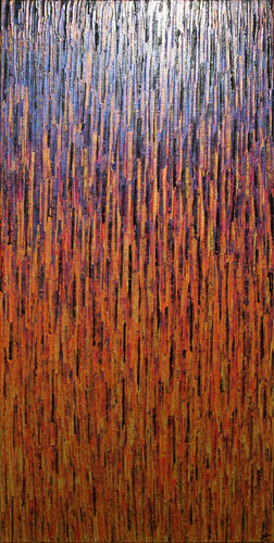 Matrice or orange rouge grise iridescente van Jonathan Pradillon, Schilderij te koop op Singulart