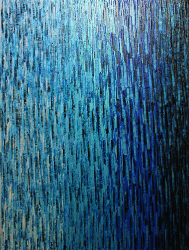 Grand fondu blanc perlé bleu iridescent van Jonathan Pradillon, Schilderij te koop op Singulart