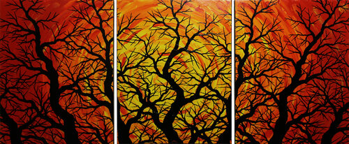Triptyque silhouettes d’arbres von Jonathan Pradillon, Malerei kaufen auf Singulart
