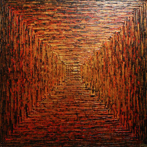 Dégradé carré or rouge di Jonathan Pradillon, Pittura in vendita su Singulart