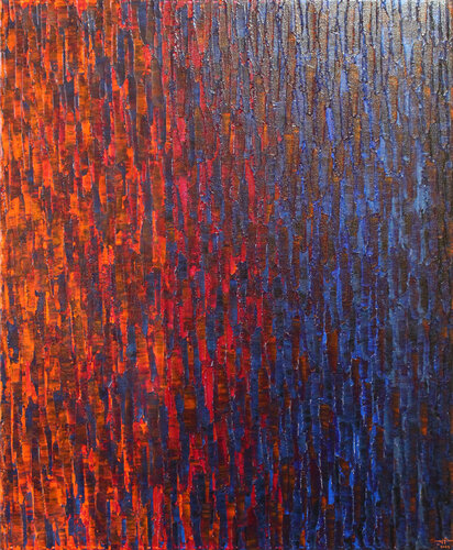 Fondu couleur orange magenta bleu van Jonathan Pradillon, Schilderij te koop op Singulart