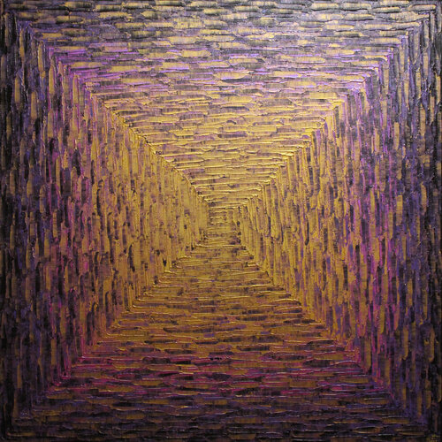 Grand dégradé carré or rose violet von Jonathan Pradillon, Malerei kaufen auf Singulart