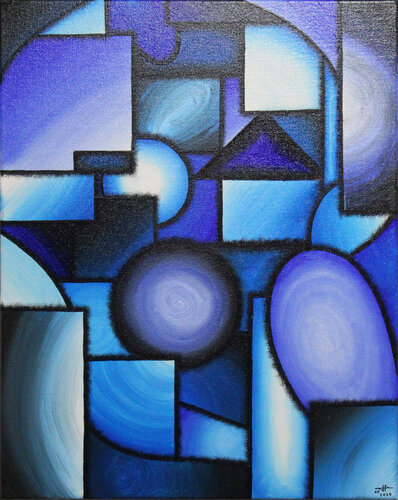 Formes abstractives bleues von Jonathan Pradillon, Malerei kaufen auf Singulart