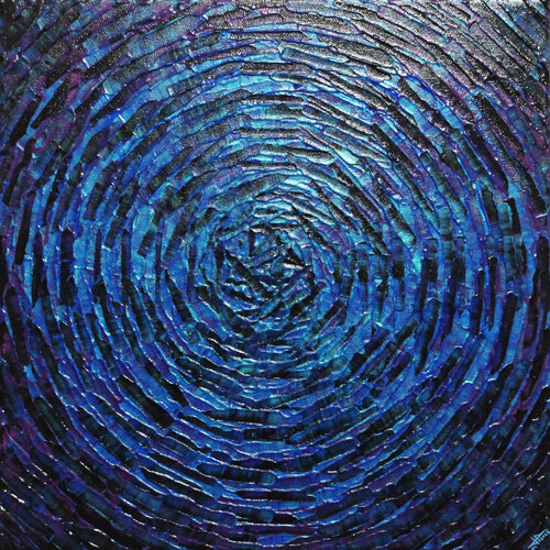 Éclat concentrique bleu violet irisé by Jonathan Pradillon, Painting for Sale on Singulart