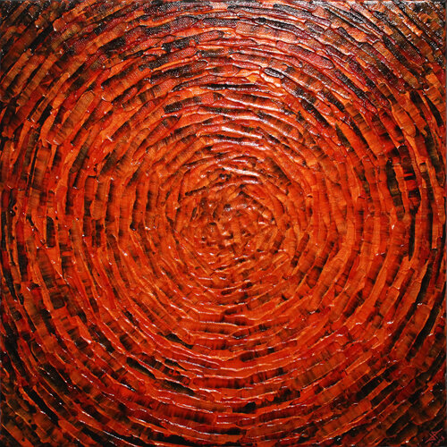 Éclat concentrique orange rouge van Jonathan Pradillon, Schilderij te koop op Singulart